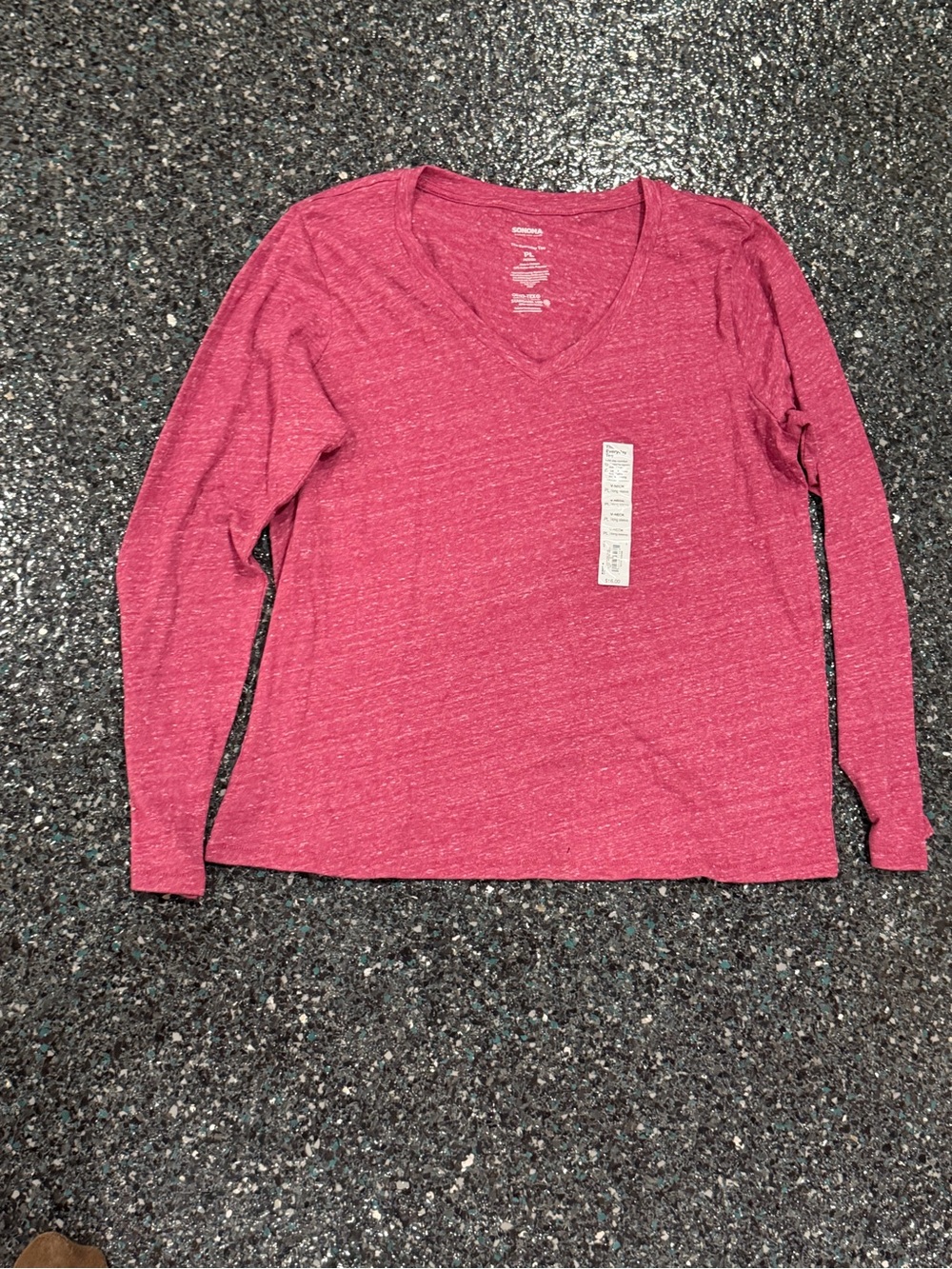 SONOMA THE PERFECT LONG SLEEVE V Neck Tee Petite Large BURGUNDY Women’s NWT